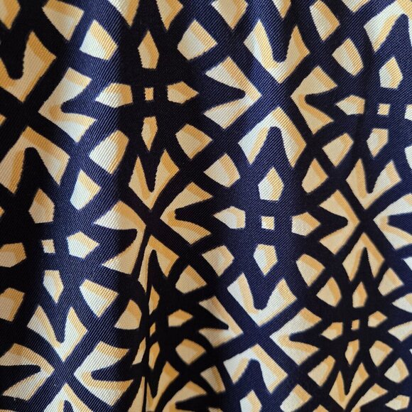 Roz & Ali Navy Blue Tan White Geometric Sleeveless A-Line Midi Dress Sz 20 - Picture 4 of 13